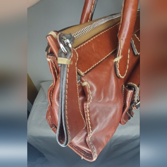 Chloe Vintage Edith -Boston Brown Buffalo Leather Satchel HandBag - Picture 7 of 16